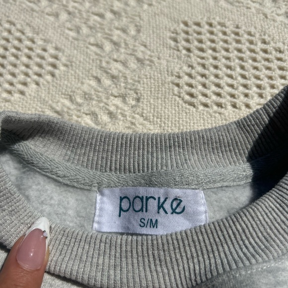 Parker Gray Crewneck Sweater with Navy Lettering - Picture 2 of 3